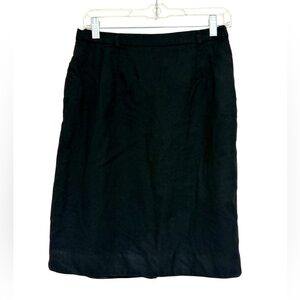 Talbots Pure Wool Worsted Skirt Pencil Lined Black Belt Loops Office Size 12 P
